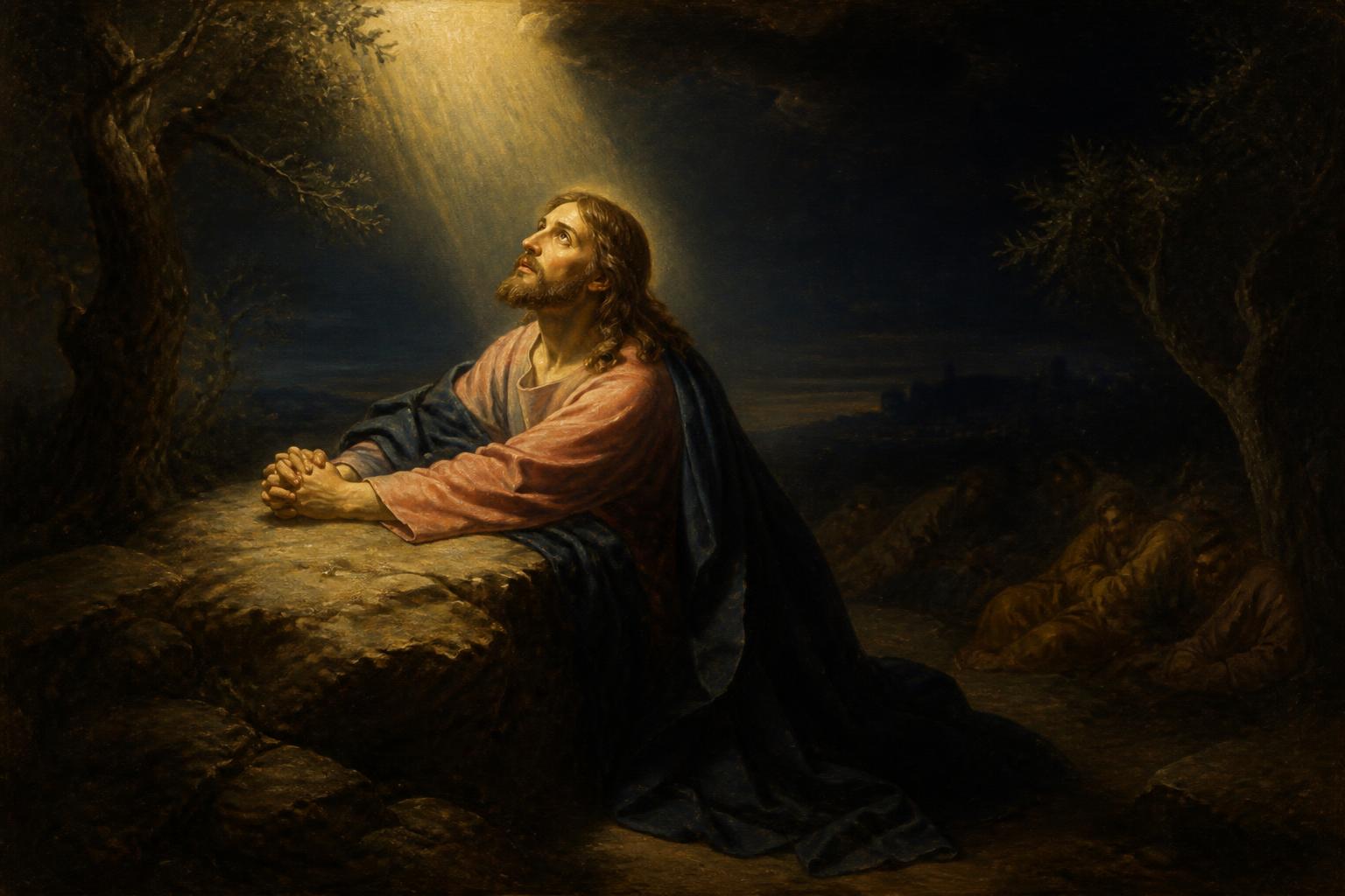 Cristo em oração no Getsêmani, pintura sacra clássica